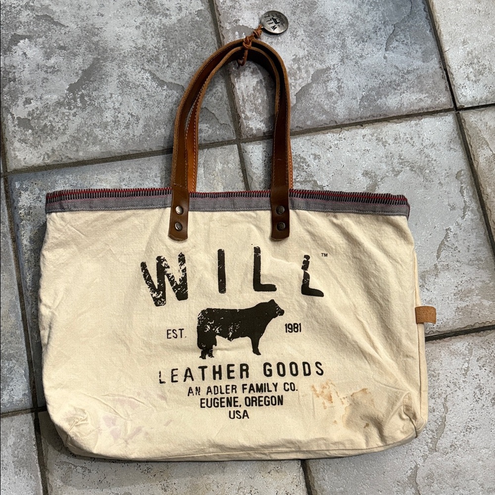 Will Leather Goods reversible Olive and Plum Tote - Picture 5 of 8